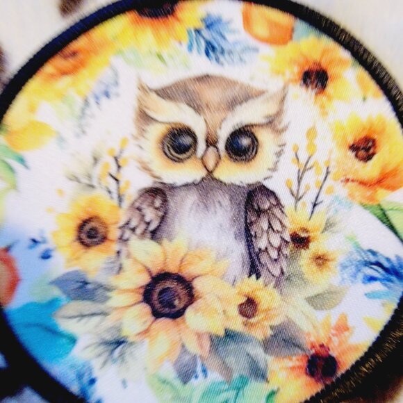 Owl Floral DYI Fabric Hat Patch Glue Iron On Sew Custom Hat Patch - Picture 3 of 6